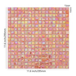 Piastrelle a mosaico in vetro – arancione, quadrato, iridescente
