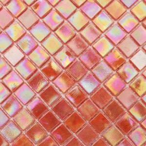 Piastrelle a mosaico in vetro – arancione, quadrato, iridescente