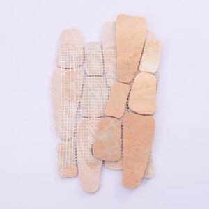 Mosaico de piedra natural – naranja, guijarro, para suelo