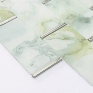 Mosaïque en verre – vert, format métro, pour mur