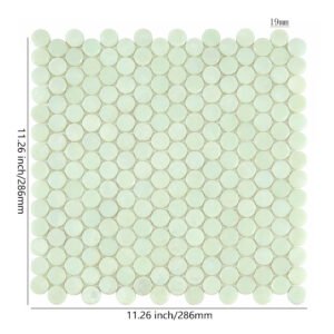 Piastrelle a mosaico in vetro – verde, rotondo, iridescente