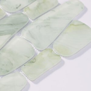 Piastrelle a mosaico in vetro – verde chiaro / verde, a ciottoli, per pavimenti