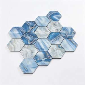 Mosaico de aluminio – azul, autoadhesivo, para pared