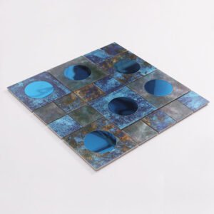 Piastrelle a mosaico in vetro e metallo – blu / bronzo
