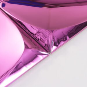 Rosa kvadratisk 3D-metallmosaik i spegelblankt rostfritt stål