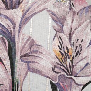 Rosa giglio fiore vetro piastrelle di mosaico per la decorazione della parete interna