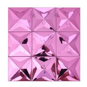 Full view of pink mirror 3D stainless steel mosaic tile sheet