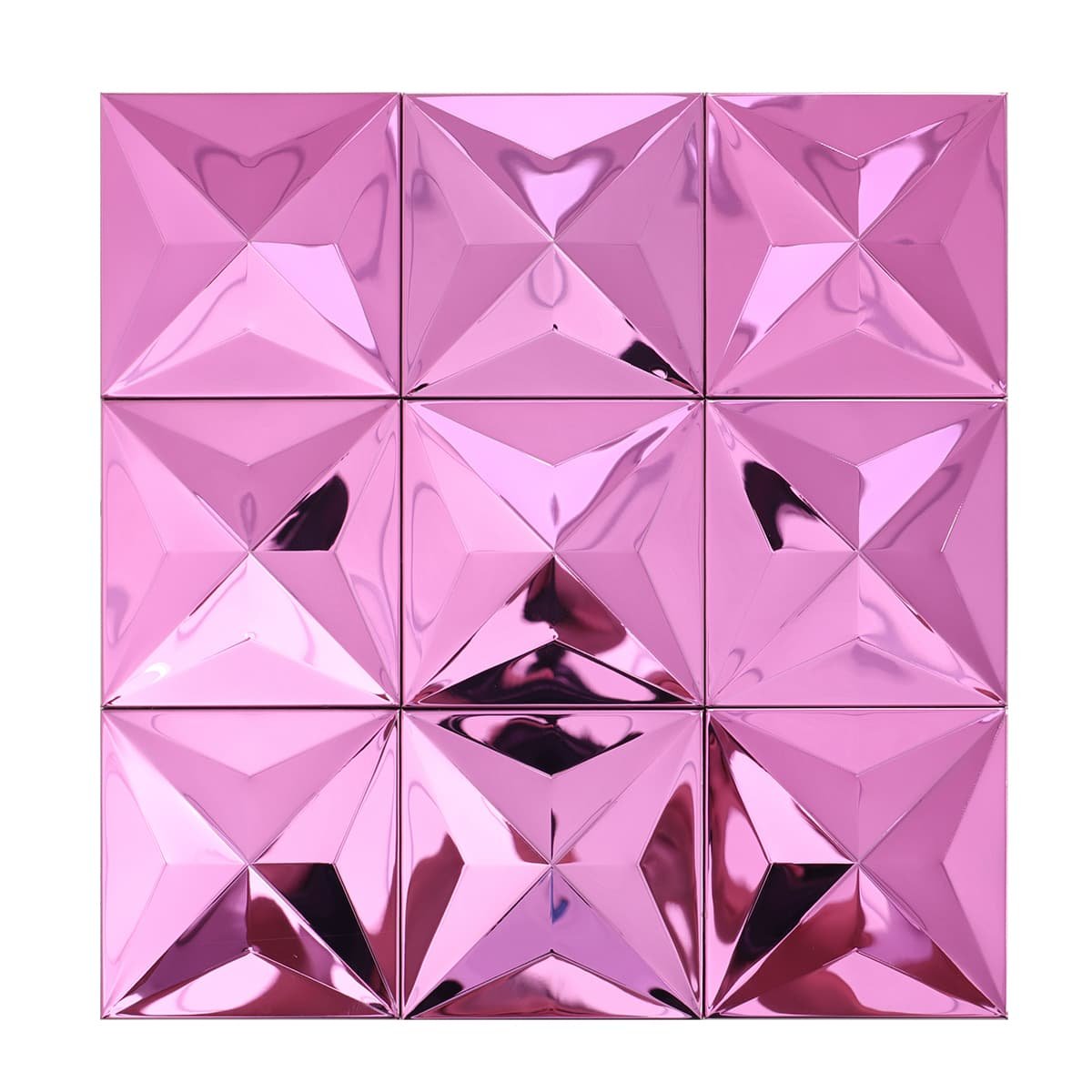 Full view of pink mirror 3D stainless steel mosaic tile sheet