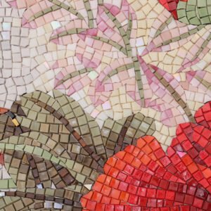Rotondo rosa Peony floreale Mosaico Medaglia d’arte per la decorazione domestica
