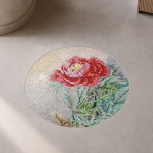 Panneau mural en mosaïque – rose, motif fleurs, fait main