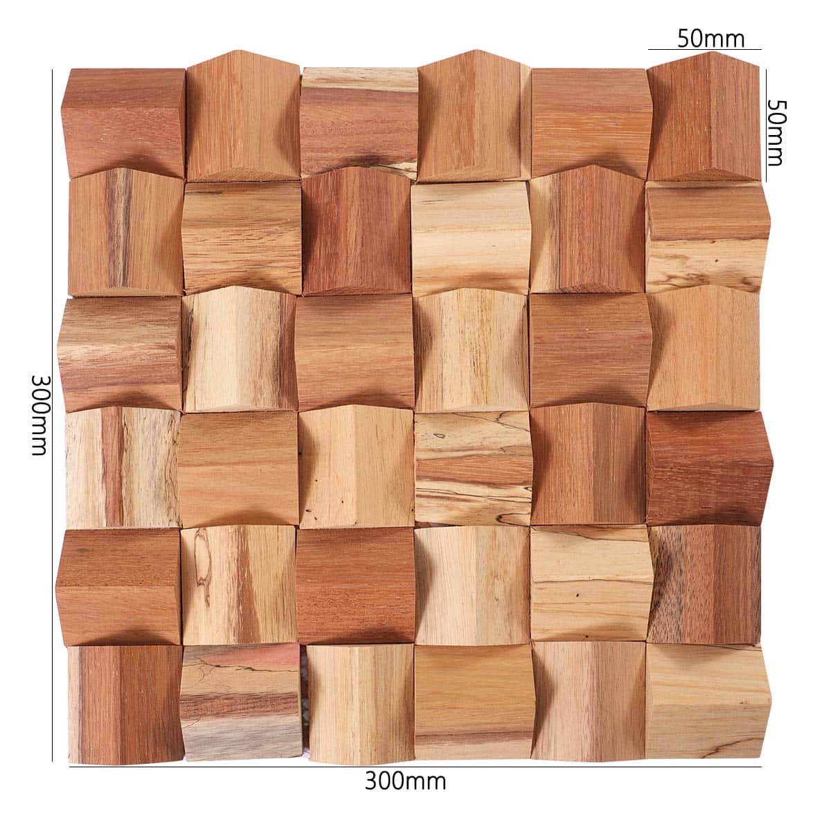 Pyramid wood mosaic tile sheet sized