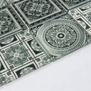 Mosaico de vidrio – blanco / negro, cuadrado, gran formato