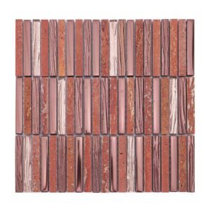 Full sheet of red and brown rectangular mosaic tiles