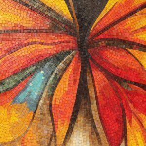 Panneau mural en mosaïque – motif papillon, fait main