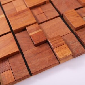 Mosaikfliesen in Holzoptik – Rot, 3D-Struktur, für Wände – BJ-F5C9645DD033