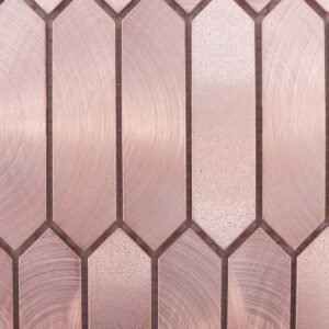 Väggmosaik i roséguldfärgad aluminium med stavar