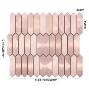 Väggmosaik i roséguldfärgad aluminium med stavar