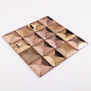 3D-metallmosaik i roséguld av rostfritt stål och koppar för köksstänkskydd