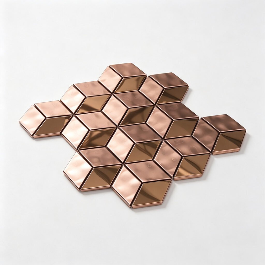 Mosaïque en acier inoxydable – en losange, pour mur