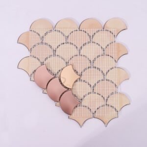 Mosaikfliesen aus Edelstahl – Roségold, Fischschuppen