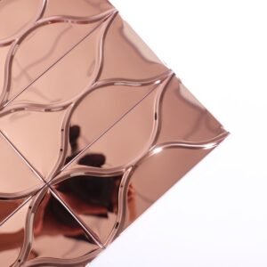 Metallmosaikfliesen – Roségold, Wellenmuster, Spiegeloptik