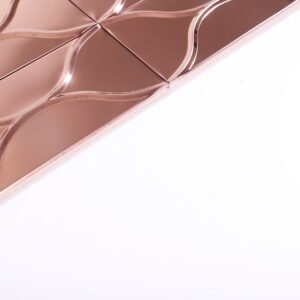 Metallmosaikfliesen – Roségold, Wellenmuster, Spiegeloptik