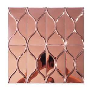 Front view of rose gold mirror 3D metal mosaic tile