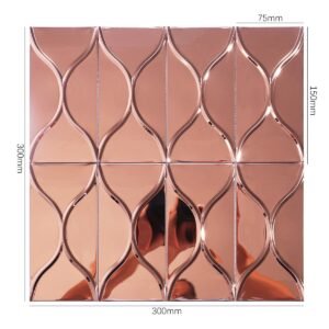 Metallmosaikfliesen – Roségold, Wellenmuster, Spiegeloptik