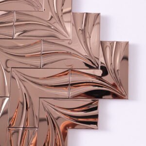 Mosaico de acero inoxidable – oro rosa, chevron, 3D, efecto espejo — BJ-4BEE80EC0E22