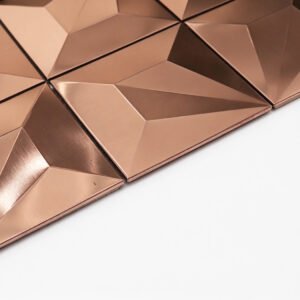 Piastrelle a mosaico in metallo – oro rosa / dorato, quadrato, 3D, spazzolato