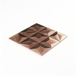 Piastrelle a mosaico in metallo – oro rosa / dorato, quadrato, 3D, spazzolato
