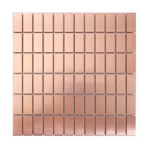 Rose gold mosaic tile sheet with glossy and brushed finish