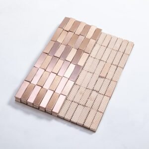 Metallmosaikfliesen – Roségold, Streifen, Wellenmuster, 3D-Struktur