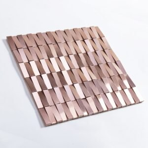 Metallmosaikfliesen – Roségold, Streifen, Wellenmuster, 3D-Struktur