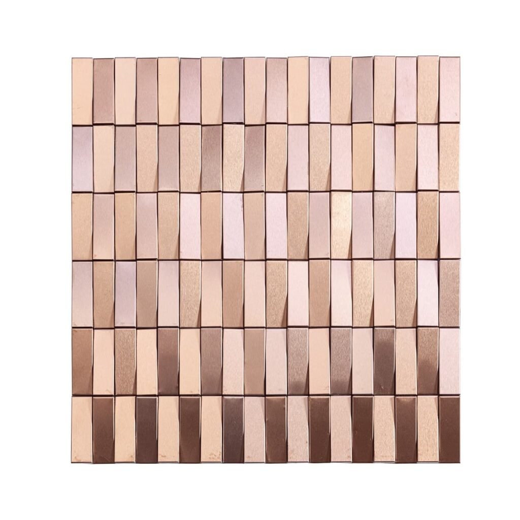 Metallmosaikfliesen – Roségold, Streifen, Wellenmuster, 3D-Struktur