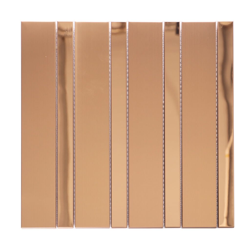 Mosaikfliesen aus Edelstahl – Roségold, Streifen
