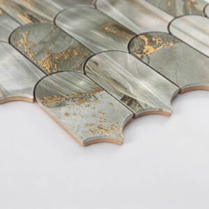 Aluminiummosaik i salviagrönt med fjällmönster