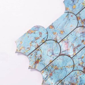 Mosaïque en aluminium – bleu / doré