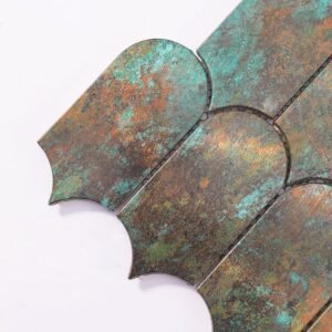 Piastrelle a mosaico in alluminio – verde / rame, a ventaglio
