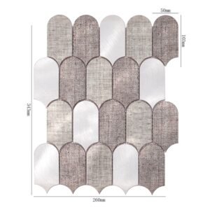 Mosaikfliesen aus Aluminium – Silberfarben, Fächerform, gebürstet