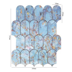 Mosaïque en aluminium – bleu / doré