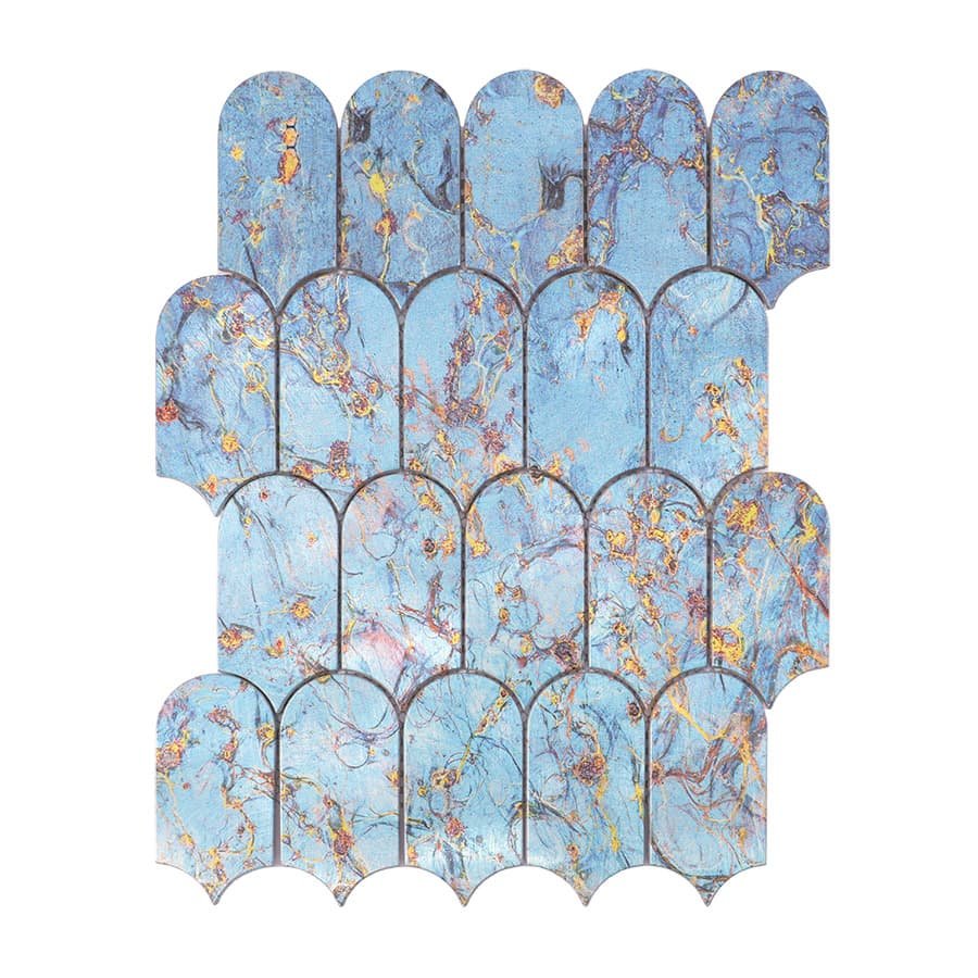 Mosaïque en aluminium – bleu / doré