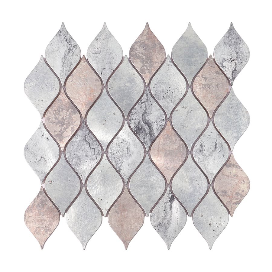 Mosaikfliesen aus Aluminium – Silberfarben / Bronzefarben, Blattmuster