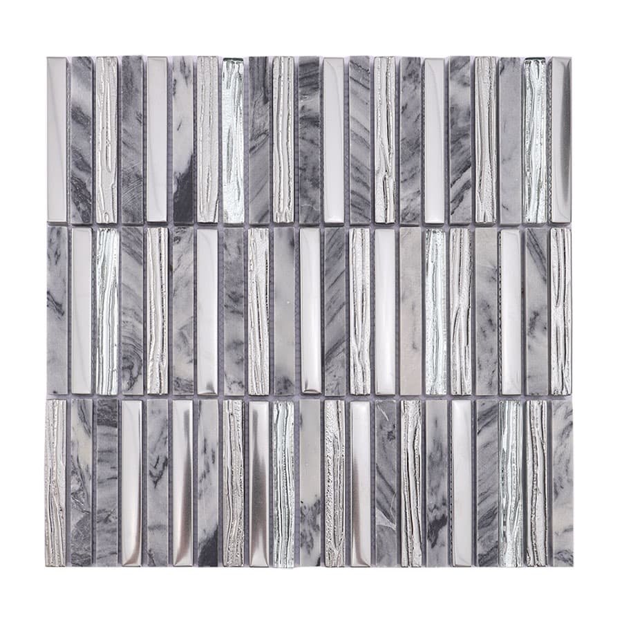 Piastrelle a mosaico in vetro e marmo – grigio / argentato, lineare