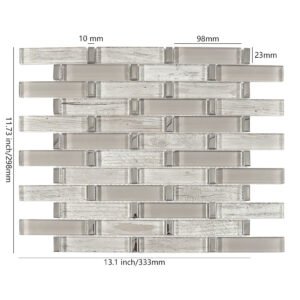 Mosaico linear de vidro cinzento e prateado para parede decorativa de átrio de hotel