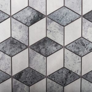 Mosaikfliesen aus Aluminium – Grau / Silberfarben, Sechsecke, für Wände