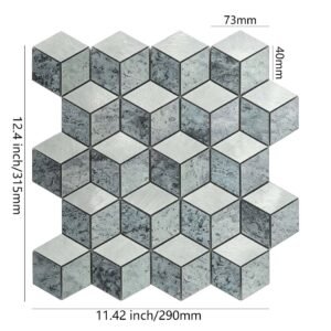 Mosaikfliesen aus Aluminium – Grau / Silberfarben, Sechsecke, für Wände
