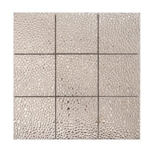 Front view of silver hammered stainless mosaic sheet