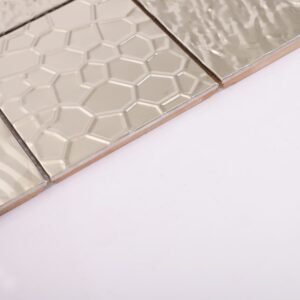 Mosaikfliesen aus Edelstahl – Silberfarben, Quadrate