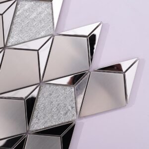 Mosaico de vidrio y metal – plateado, para salpicadero